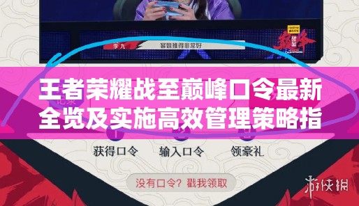 王者荣耀战至巅峰口令最新全览及实施高效管理策略指南