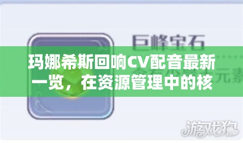 玛娜希斯回响CV配音最新一览，在资源管理中的核心价值与高效整合策略