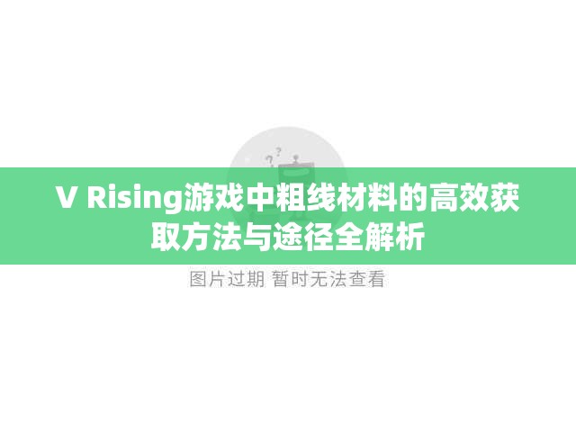 V Rising游戏中粗线材料的高效获取方法与途径全解析