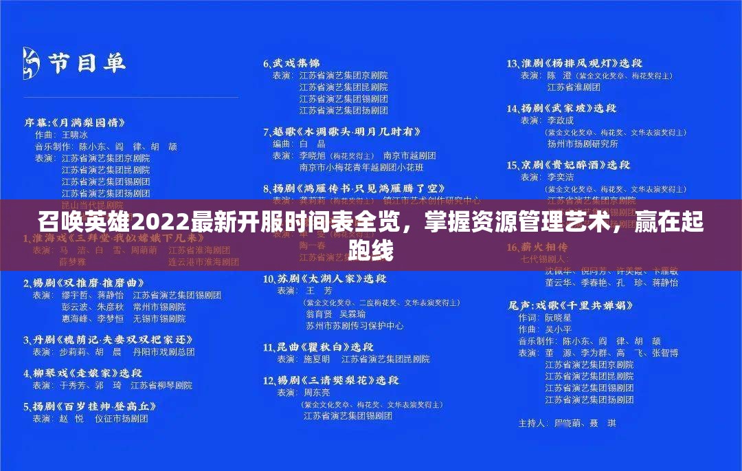 召唤英雄2022最新开服时间表全览，掌握资源管理艺术，赢在起跑线