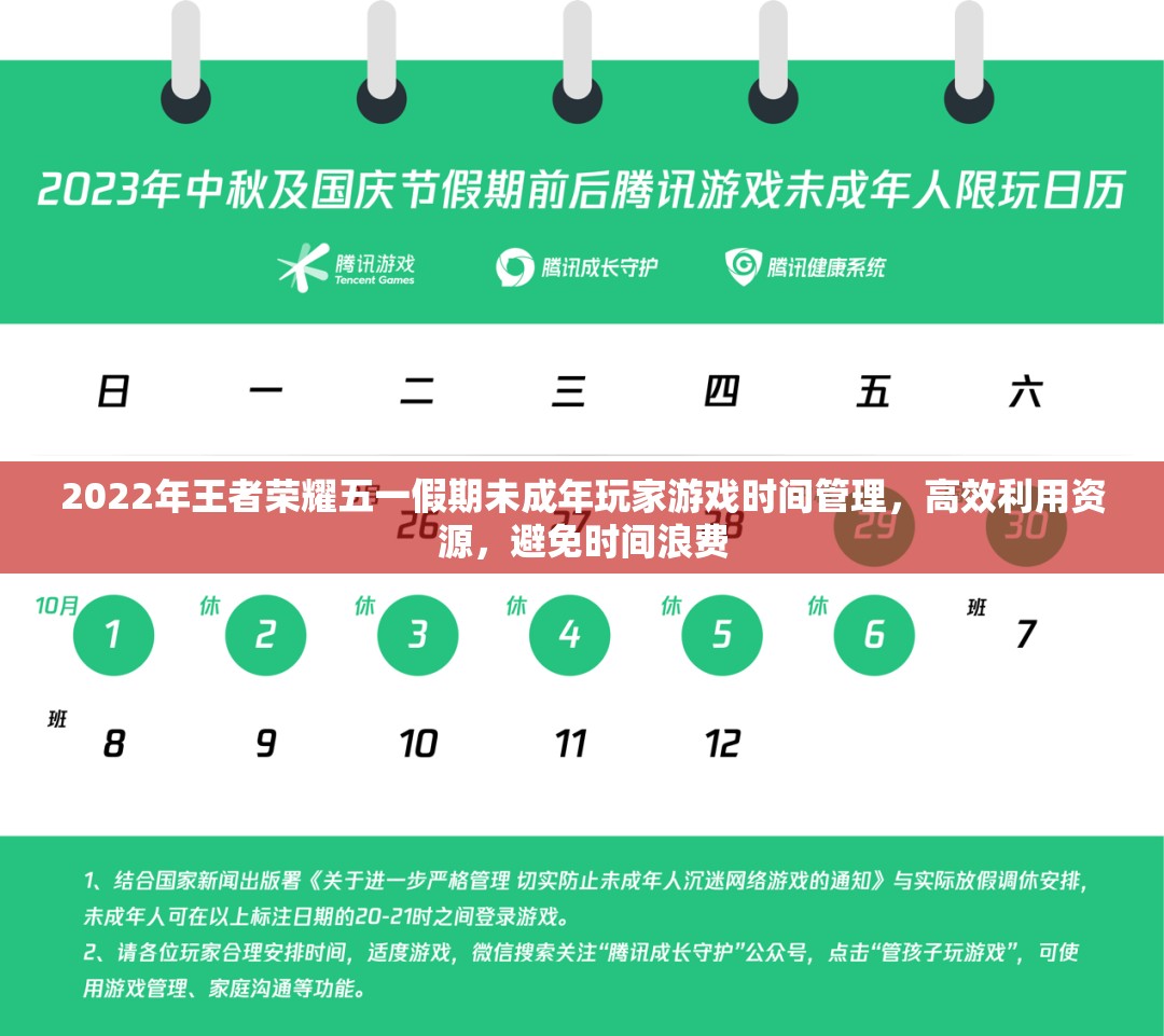 2022年王者荣耀五一假期未成年玩家游戏时间管理，高效利用资源，避免时间浪费