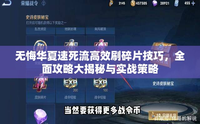 无悔华夏速死流高效刷碎片技巧，全面攻略大揭秘与实战策略