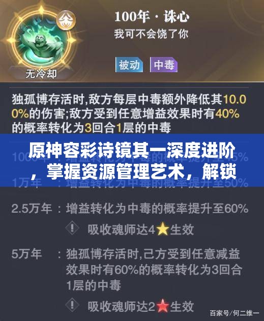 原神容彩诗镜其一深度进阶，掌握资源管理艺术，解锁任务新境界