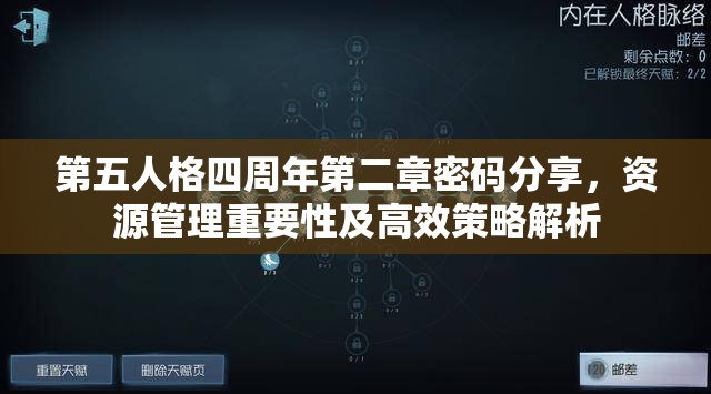 第五人格四周年第二章密码分享，资源管理重要性及高效策略解析