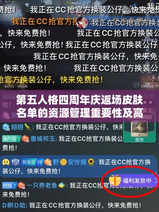 第五人格四周年庆返场皮肤名单的资源管理重要性及高效整合利用策略