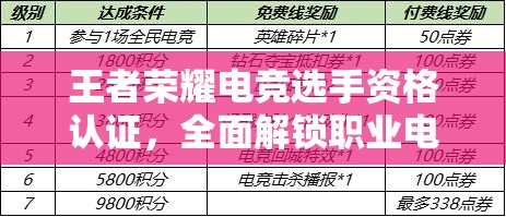 王者荣耀电竞选手资格认证，全面解锁职业电竞荣耀之路的必备条件