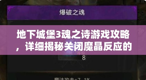 地下城堡3魂之诗游戏攻略，详细揭秘关闭魔晶反应的正确操作顺序
