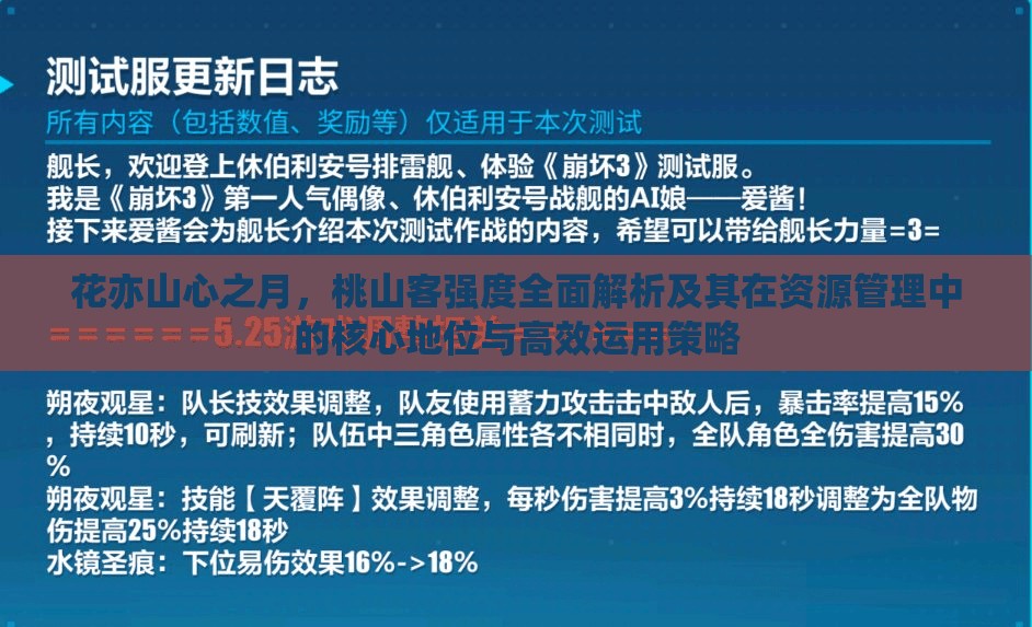 花亦山心之月，桃山客强度全面解析及其在资源管理中的核心地位与高效运用策略