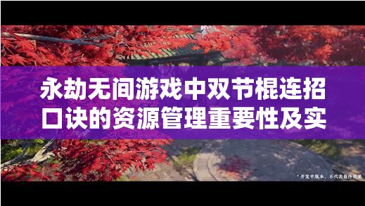 永劫无间游戏中双节棍连招口诀的资源管理重要性及实战高效应用策略