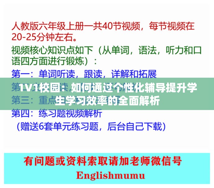 1V1校园：如何通过个性化辅导提升学生学习效率的全面解析