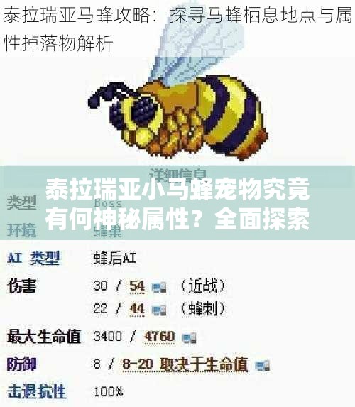 泰拉瑞亚小马蜂宠物究竟有何神秘属性？全面探索、揭秘及适配指南