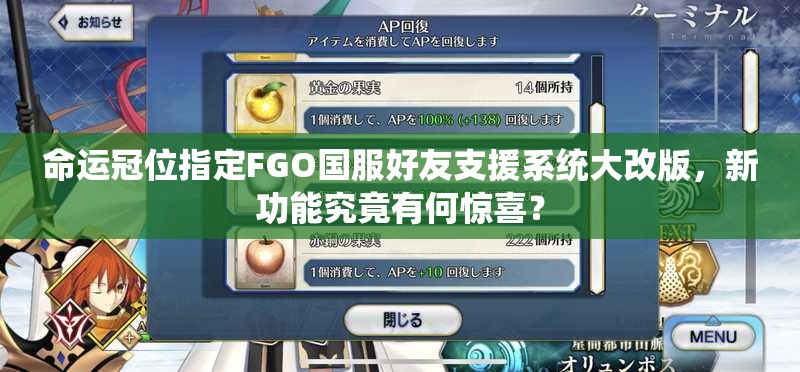 命运冠位指定FGO国服好友支援系统大改版，新功能究竟有何惊喜？