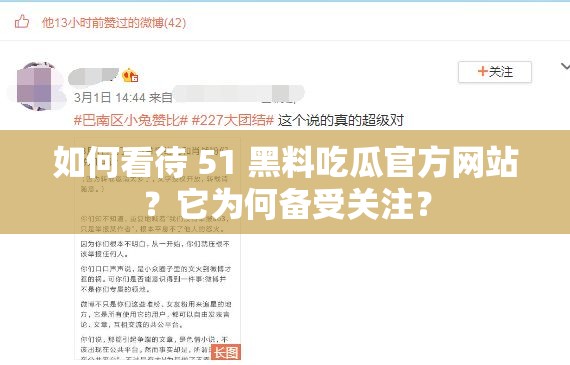 如何看待 51 黑料吃瓜官方网站？它为何备受关注？