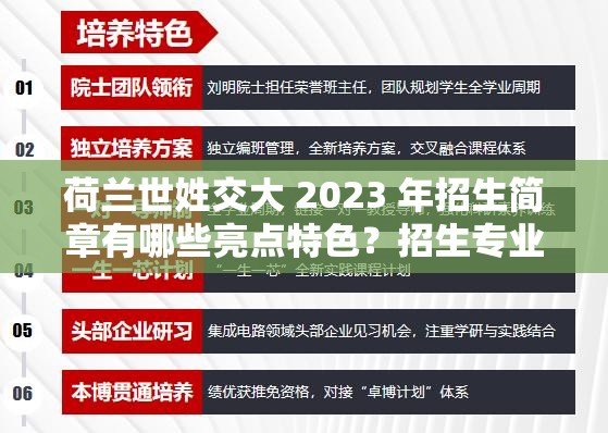 荷兰世姓交大 2023 年招生简章有哪些亮点特色？招生专业及要求是什么？报考条件及流程如何？