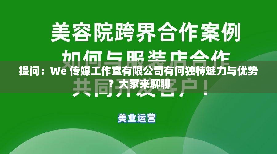 提问：We 传媒工作室有限公司有何独特魅力与优势？大家来聊聊