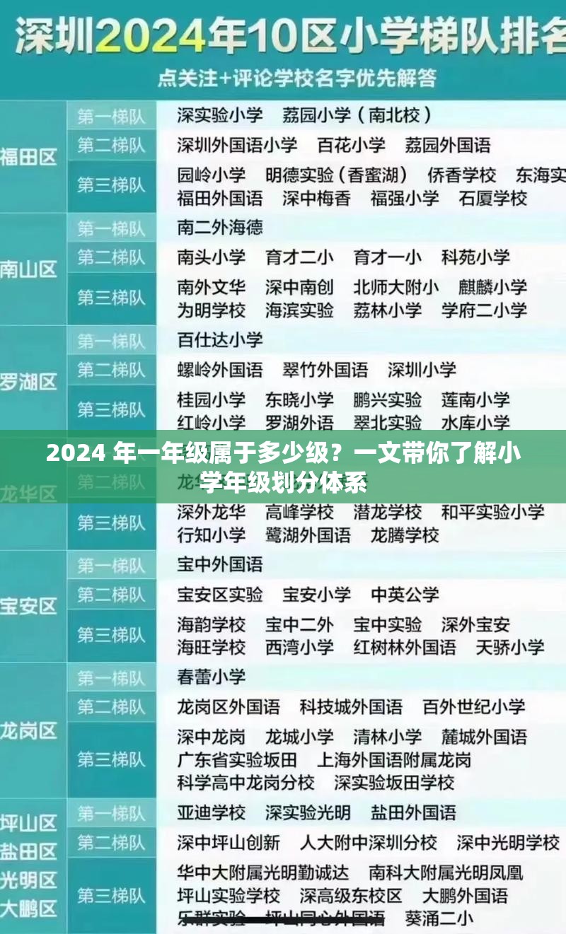 2024 年一年级属于多少级？一文带你了解小学年级划分体系