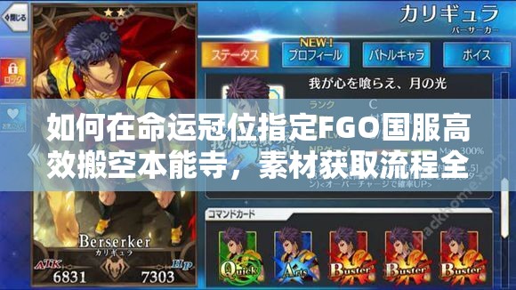 如何在命运冠位指定FGO国服高效搬空本能寺，素材获取流程全揭秘？