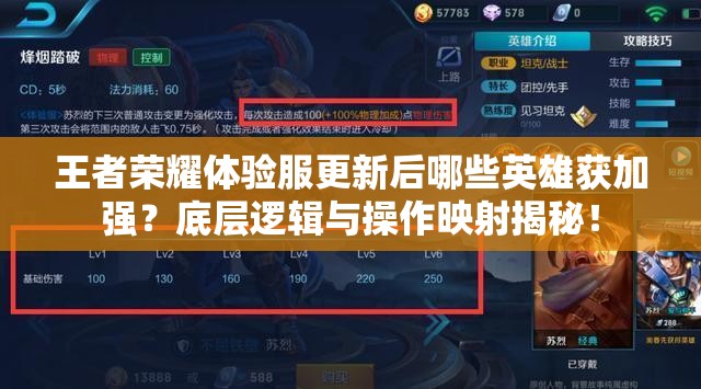 王者荣耀体验服更新后哪些英雄获加强？底层逻辑与操作映射揭秘！