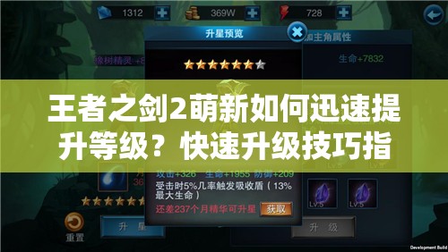 王者之剑2萌新如何迅速提升等级？快速升级技巧指南揭秘！