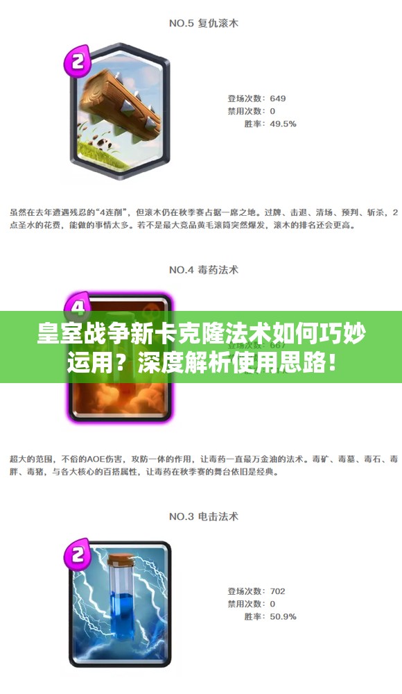 皇室战争新卡克隆法术如何巧妙运用？深度解析使用思路！