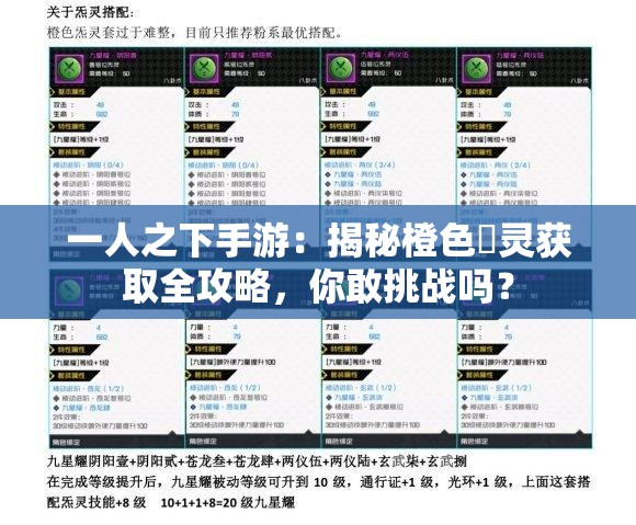 一人之下手游：揭秘橙色炁灵获取全攻略，你敢挑战吗？